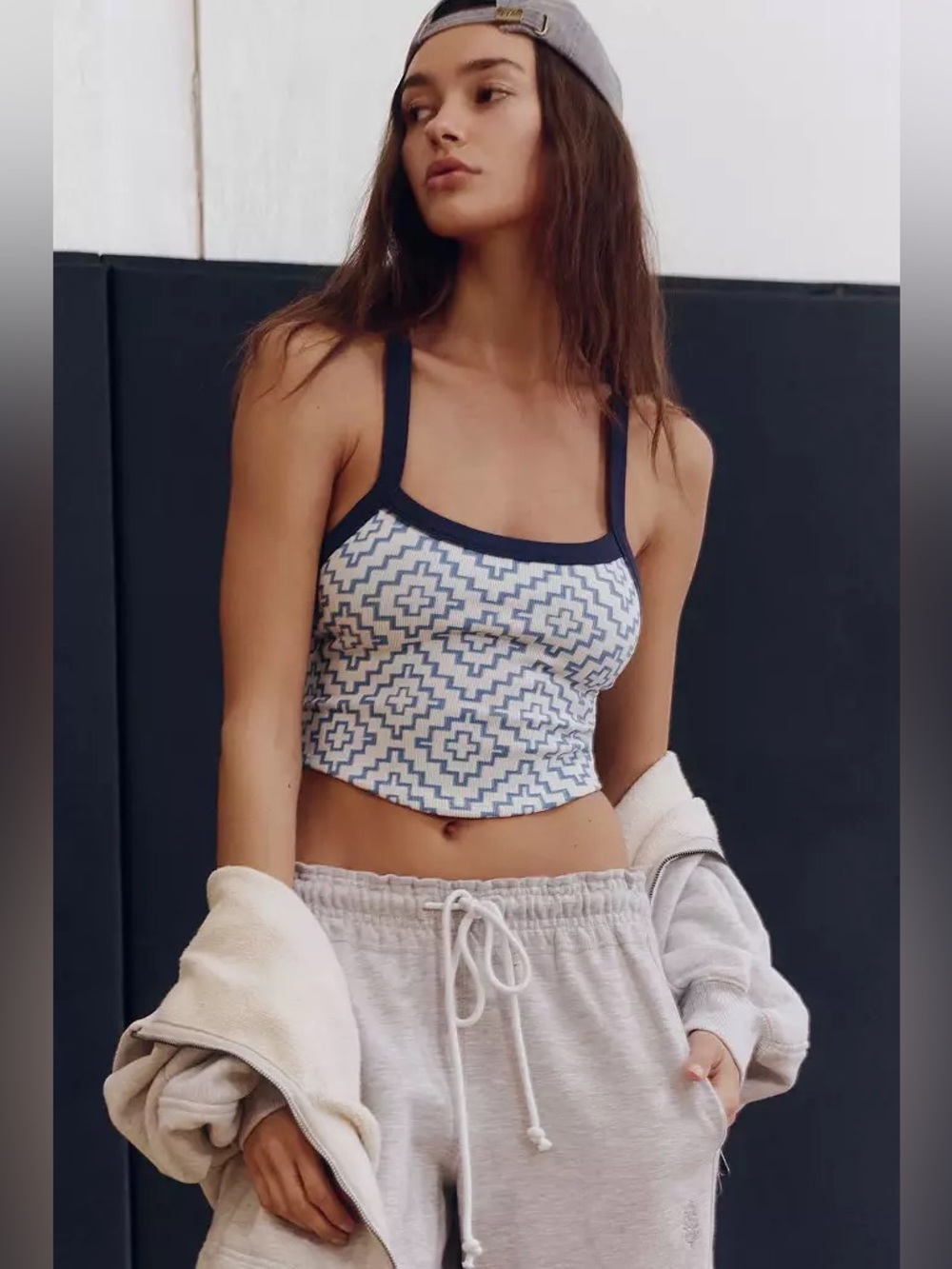 *NWT* Free People FP Movement All Clear Jacquard Cami in Blue Crush Combo, XL - Picture 2 of 16